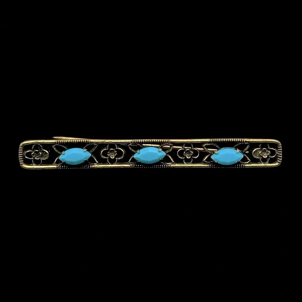VINTAGE Filigree Crystal Bar Brooch